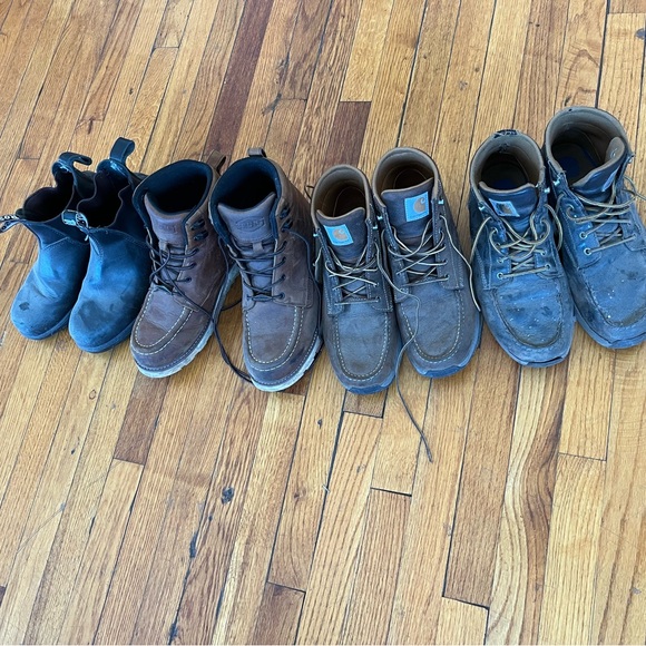 Set of four pairs of men’s work boots size 9 and 10